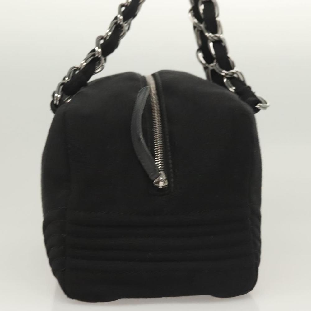 CHANEL COCO Mark Chain Shoulder Bag Cotton Black Silver CC Auth BA3739 - Picture 4 of 16